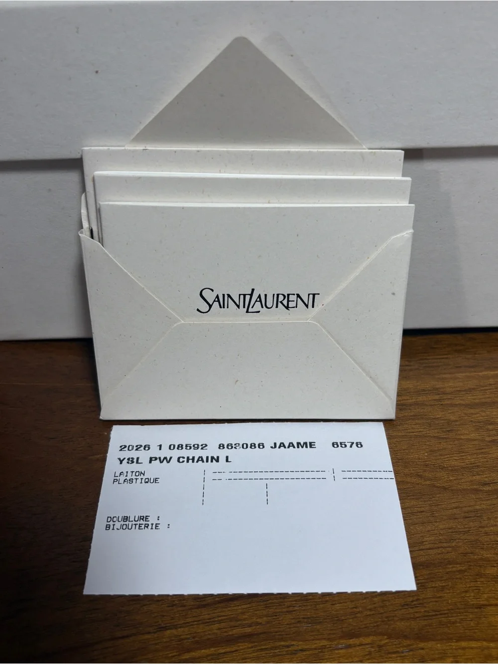Saint Laurent White Gift Boxes Set with Black Stuffing/Ribbon + 2 Card Holders